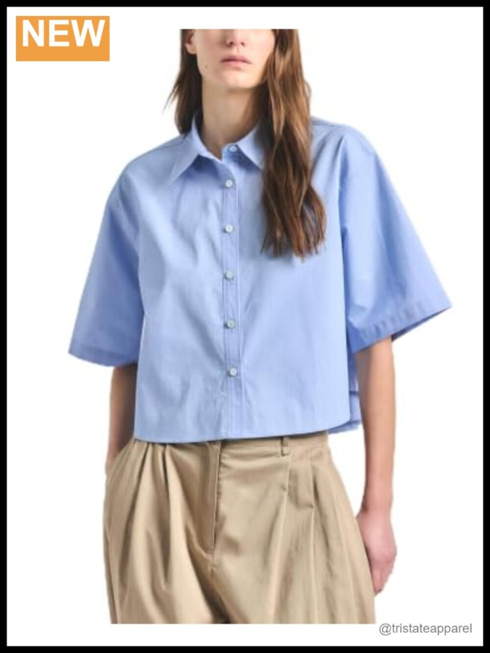 Cropped Long Sleeve Button Down Shirt Oversized Fit Cotton